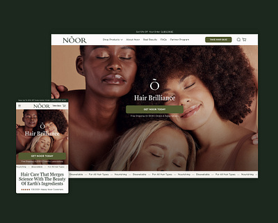 ⚡️ Noor Hair – eCommerce Homepage beauty cosmetics cro design ecommerce hair personal care product shopping store ui women