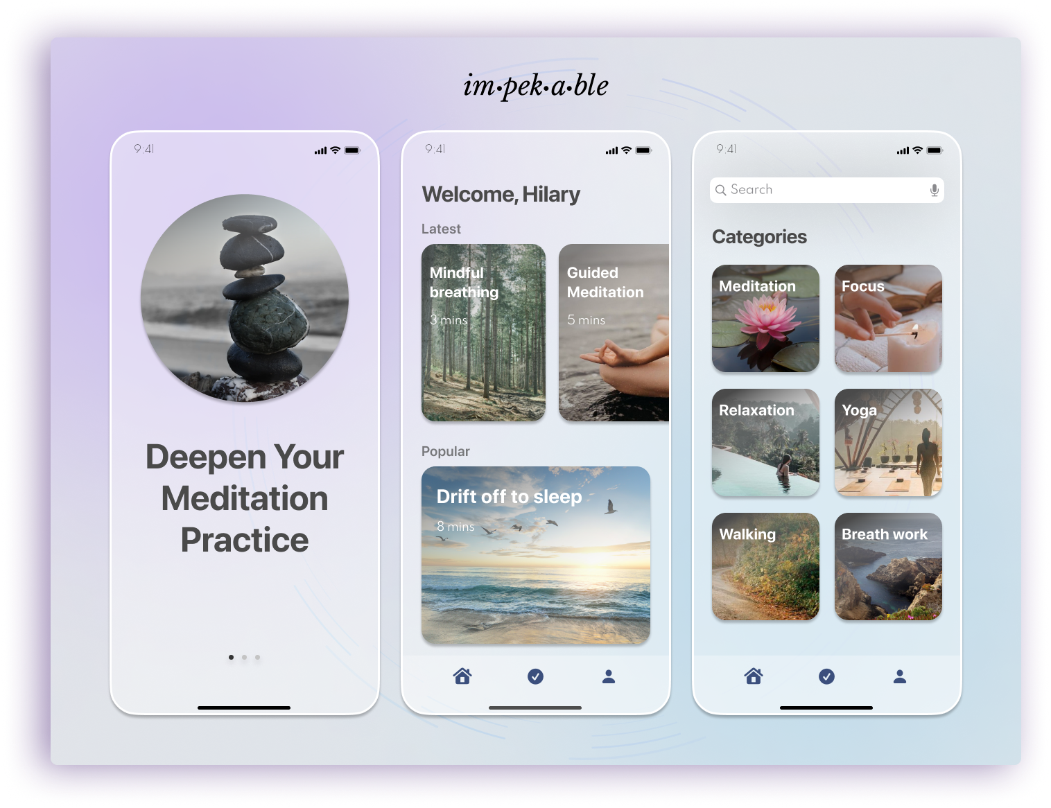 Mobile App Design - Meditation App by impekable on Dribbble