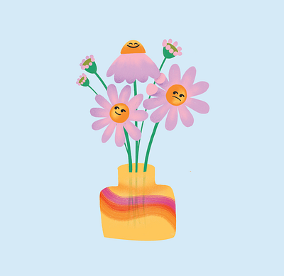 Funny Flowers flower characters flower illustration flowers illustration trendy flowers