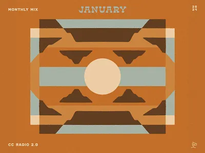Monthly Mix: January abstract album art cactus country radio clouds color block cosmic desertwave desert dusty illustration landscape monthly mix mountain playlist spotify sun sun rays sunset