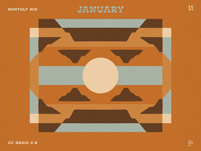 Monthly Mix: January abstract album art cactus country radio clouds color block cosmic desertwave desert dusty illustration landscape monthly mix mountain playlist spotify sun sun rays sunset