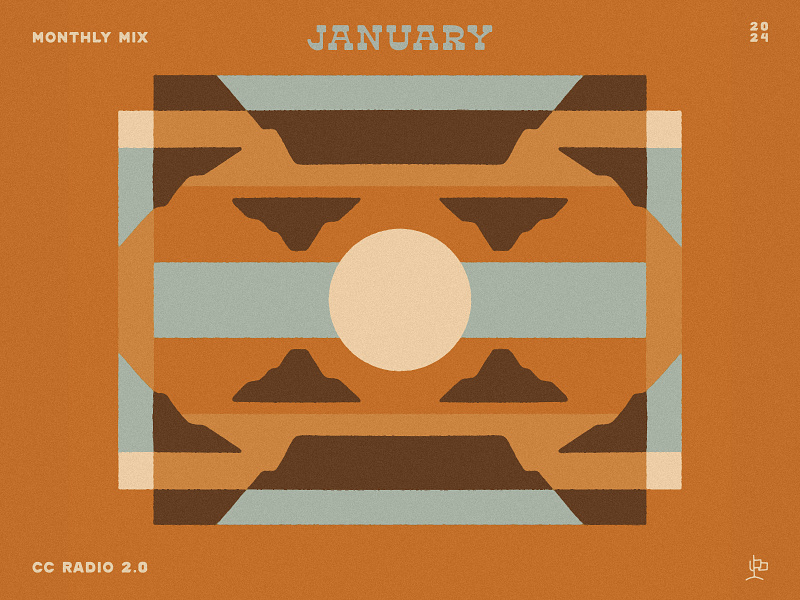 Monthly Mix: January abstract album art cactus country radio clouds color block cosmic desertwave desert dusty illustration landscape monthly mix mountain playlist spotify sun sun rays sunset