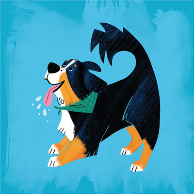 Bron the Berner berner bernese bernese mountain dog dog illustration illustration midcentury illustration