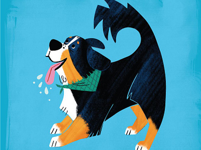 Bron the Berner berner bernese bernese mountain dog dog illustration illustration midcentury illustration