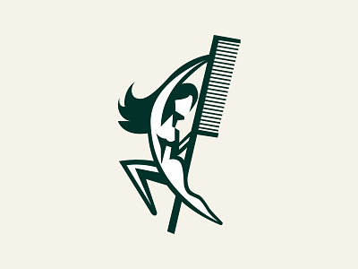 Hair Stylist Logomark americana brand branding comb dance design feminine graphic design green hair illustration logo minimal naked salon stylist texas vector woman