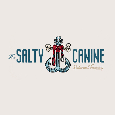 The Salty Canine anchor beach bone branding canine design dog dog training illustration leash logo paw paw print pirate puppy salty dog ship training typography west coast