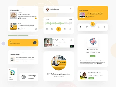 Podcasts - Ui UX Component algae audience audio content discovery distribution engagement episodes genre hosting interview listening monetization platform podcasting production promotion recording streaming subscribe