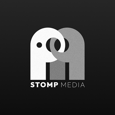 Stomp affinity designer black and white branding elephant elephant logo graphic design lettermark logo logo design media stomp