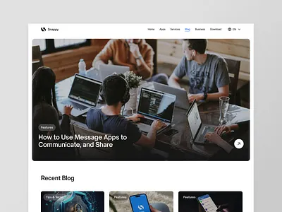 Snappy - Blog Page articles blog blog page chatting communication comunity design message messaging messenger news talk tips tricks ui updates ux web web design webpage website