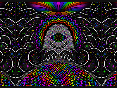 Weave Some Light, Dude adobe illustrator colorful creature digital drawing galaxy illustration outerspace procreate psychedelic rainbow space spiritual stars third eye trippy woven