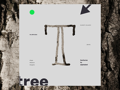 textures to alphabet - T - tree graphic design minimal organic texture type