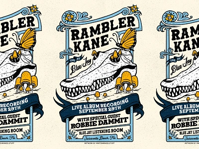 Gig Poster: Rambler Kane alligator americana band banner border butterfly digital drawing flag gator gig poster hierarchy illustration monarch mushroom old school poster procreate texture typography