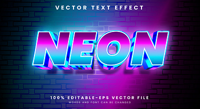 Neon 3d editable text style Template 3d text effect electric bulb electricity futuristic graphic design illustration neon text vector text mockup