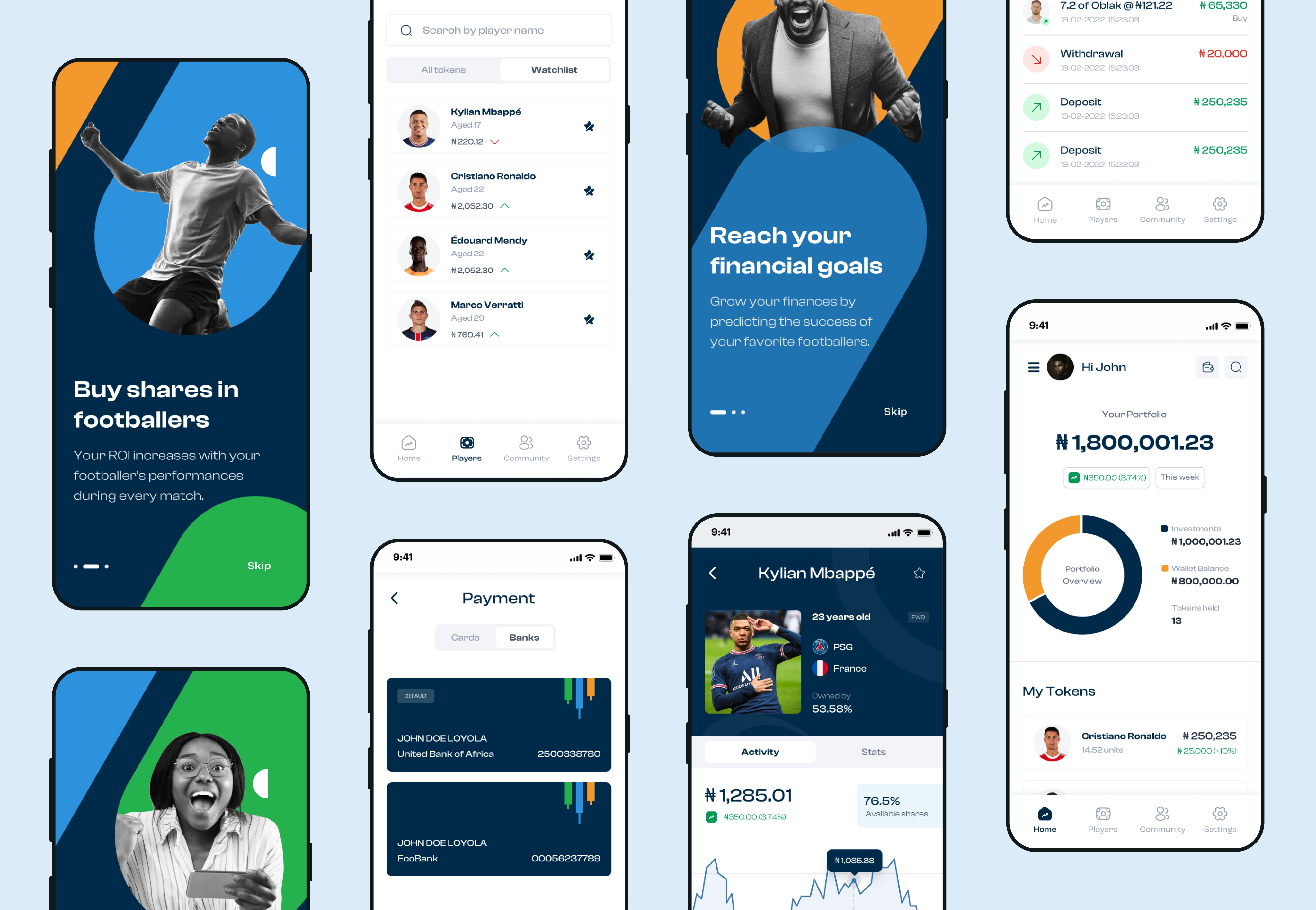 Football Stock Trading App app design illustration logo mobile sport sports stocks trading ui uiux ux vector