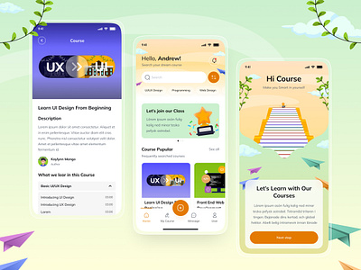 Hi Course - Online Course App aplication app app course clean design e wallet freebies illustration landing page liblary mangcoding online course online course app payment programming ui ui kit uiux ux web design