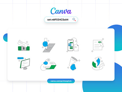 Canva Set - Flat Working Icon Illustration animation branding canva element element canva flat illustration illustration logo