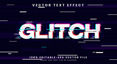 Glitch 3d editable text style Template 3d text effect futuristic graphic design hidden potential vector text mockup