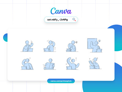 Canva Set - Working Flat illustration business canva design element element canva flat illustration graphic design illustration