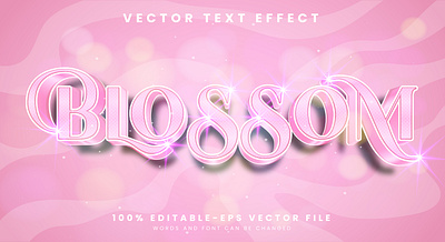 Blossom 3d editable text style Template 3d text effect floral font graphic design illustration vector text mockup