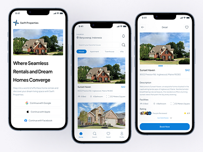 Swift Properties - House Rental App 2024 amazing app clean design house rental management minimalist mobile odama rebound responsive trending ui ux