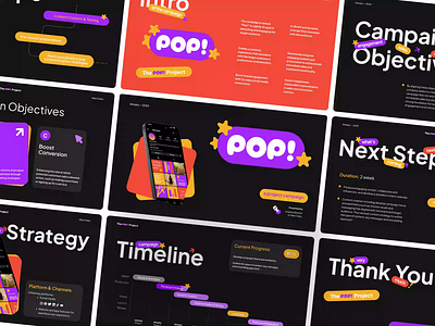 The Pop! Project - Campaign Pitch Deck Exploration after effects animation branding campaign company deck design graphic design keynotes motion graphics pitch pitch deck powerpoint presentation slides