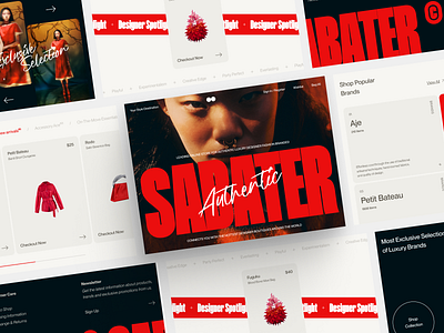 Sabater - Fashion Ecommerce Landing Page bold clothing e commerce ecommerce fashion landing page marketplace online shopping red shop shopify store typography ui ux website wholesale woocommerce