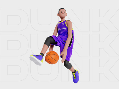 Dunk 3d ball basket basketball character dunk illustration nba