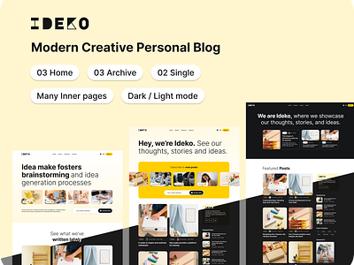 Ideko - Modern Creative Personal Blog Figma Template blog creative figma html magazine modern nextjs personal portfolio publisher tailwindcss