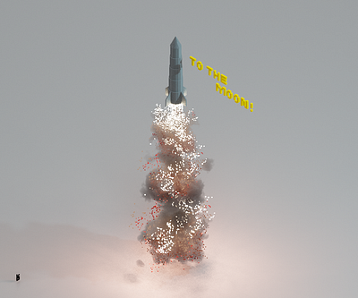 MagicaVoxel art to the moon rocket