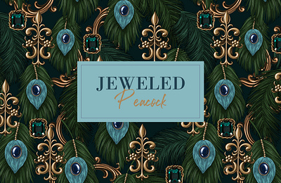 Seamless Pattern Design : Jeweled Peacock Baroque style baroque illustration package design pattern pattern design print design surface design
