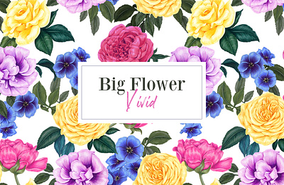 Seamless Pattern Design : Big Flower Vivid floral graphic design illustration package design pattern pattern design print design surface design