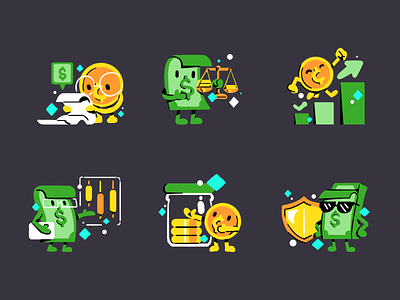 Dollar And Cent Character Illustration 💸 bank bitcoin branding cent character coin currency dollar economic finance game illustration investment mascot money safety safing stock trading transaction
