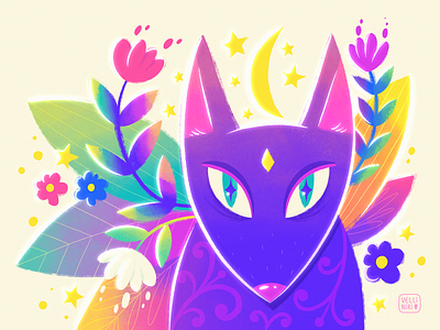 10/365 Dusky fox illustration animal art artist character childish concept design dusky eyes floral flower fox illustration kids leaves moon