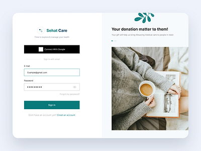 Sehat Care: Login UI app branding design healthcare illustration login mobile signin signup ui