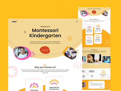 Kindergarten landing page design ui ux website