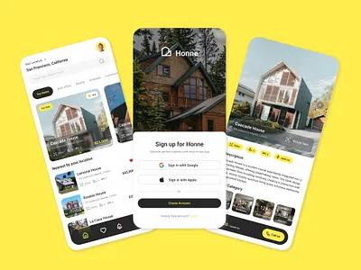 Honne - House Rent app app design branding challenge dashboard design odama ui