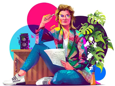 Louise Agency freelance illustrator hero illustration illustration illustrator landing page illustration procreate samji illustrator web illustration