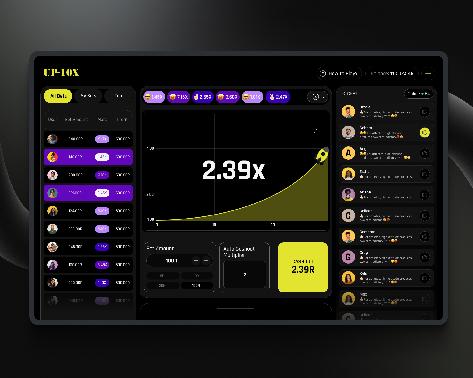 Social Casino Game Interface animation bet casinogame darktheme design figma game gameinterface onnlinebetting prototyping socialgame ui userinterface ux visuals