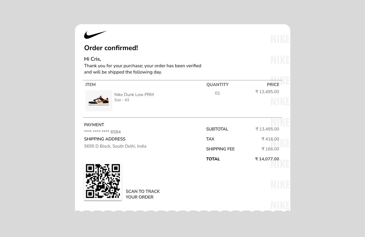 #DailyUI Day 17 - Purchase Receipt by Tarun Anand on Dribbble