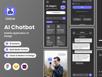 ChitCat - AI Chatbot Mobile App application apps artificial design layout ui ux
