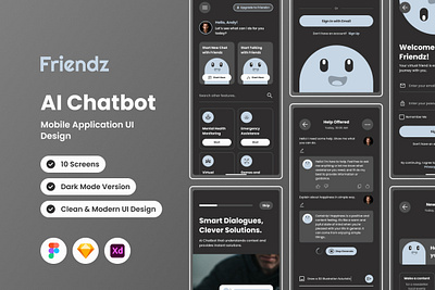 Friendz - AI Chatbot Mobile App application apps artificial design layout ui ux