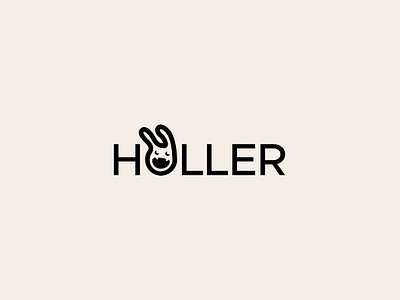 HOLLER branding cosmodrome art creative design graphic design hare holler illustration logo logotype malina cosmica mark mascot modern rabbit smart typography vector web wordmark