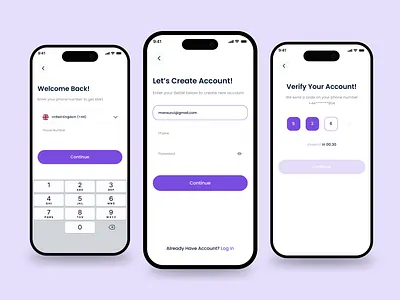 User Onboarding Login / Signup Screens design login mobile app ui mobile apps mobile design onboarding signup ui ui ux ui design uidesign uiux ux
