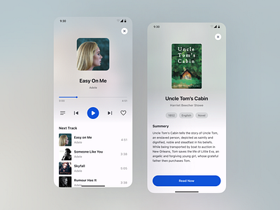 Music and Books: A UI Design for an Entertainment Experience application book books design dribbble ebook entertainment mobile music music player ui