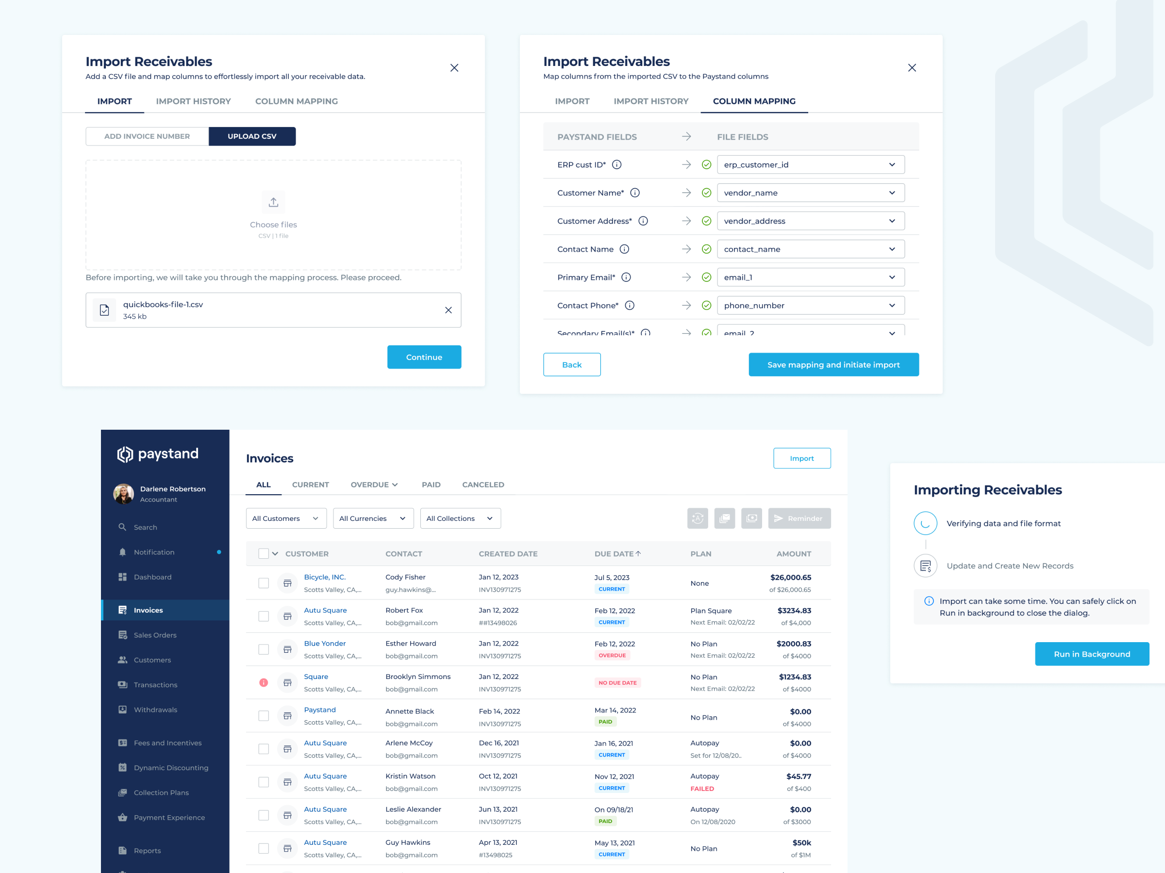 Import Invoice/Receivable and Map Columns design designagency fintech freelancer illustration indianagency productdesign social media design theinfinitecanvas ui uidesign ux design uxdesign webdesign