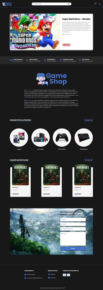Game Shop Website ecomerce website game shop game shop website game store landing page uxui website