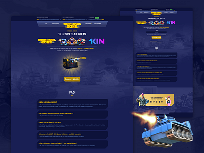 Tank Wars Zone Claim Page claim clean crypto faq game game design game ui gift graphic design interface landing page nft tank ui ux web game