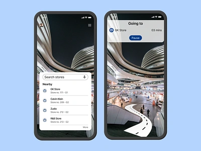 AR Navigation App for Large Spaces animation design ui ux