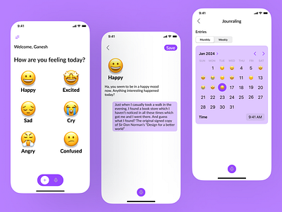 Emotion-Tracking Journal App ai design emotion ui