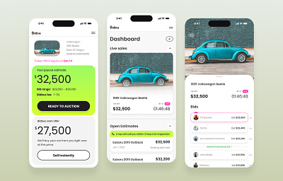 Car auction platform app 0 to 1 app branding car app dashboard live auction mobile mobile app product design startup ui wangmander